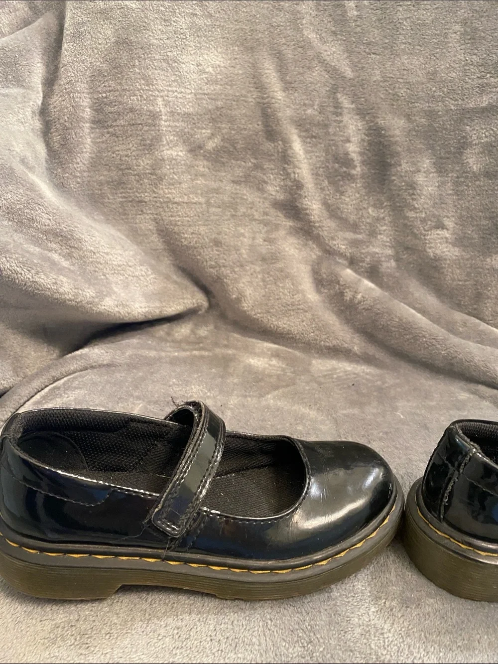 Dr. Martens Black Patent Mary Jane Kids Shoes with Strap